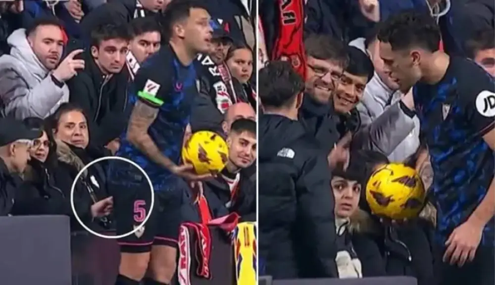 A Rayo Vallecano fan poked his finger in the ass of Sevilla winger Ocampos