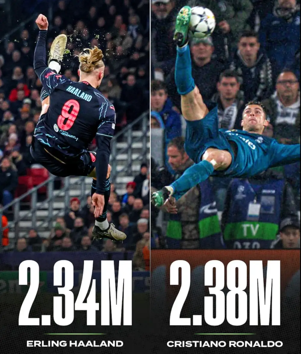 In the match against Copenhagen, Haaland almost reached the height of Ronaldo