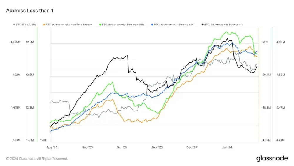 Addresses with less than 1 #Bitcoin