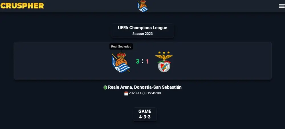 Real Sociedad 3 - 1 Benfica