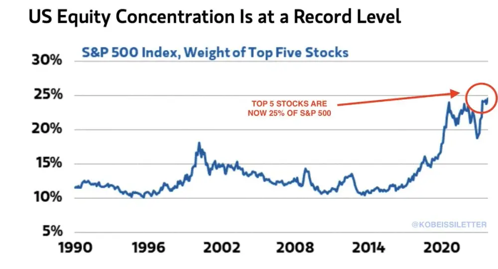 US stock concentration just hit another record high.