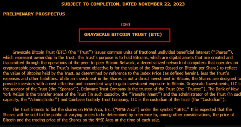 Grayscale filed new S-3/Prospectus #Bitcoin ETF