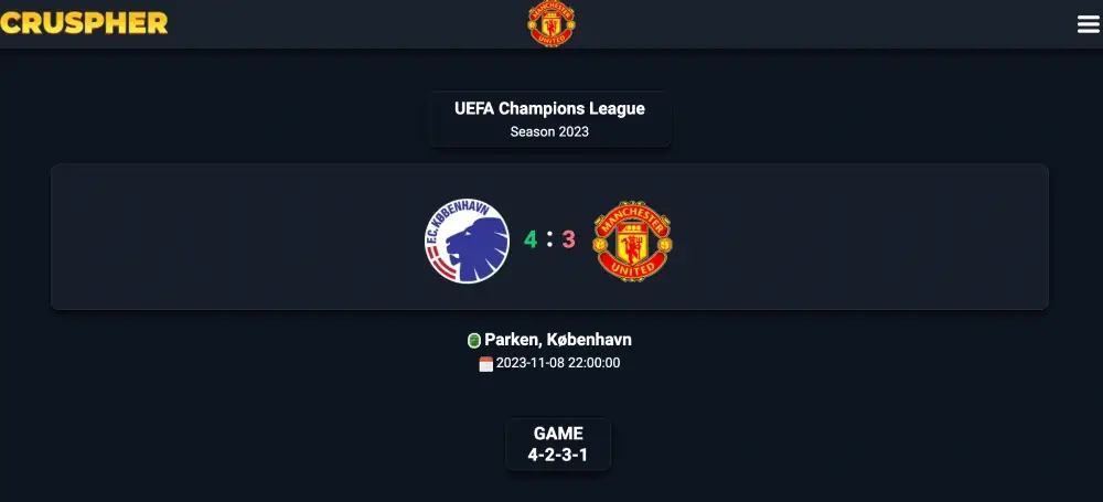 Copenhagen 4-3 Manchester United