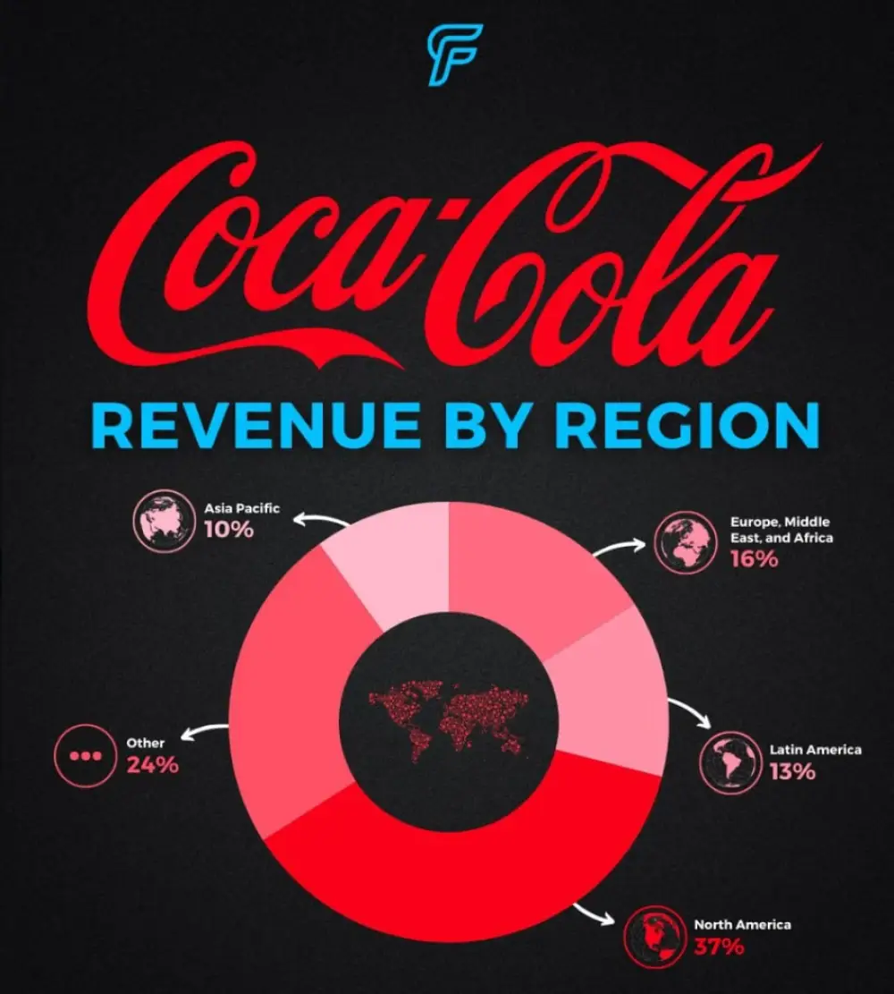 Breakdown of the company's revenue by region.